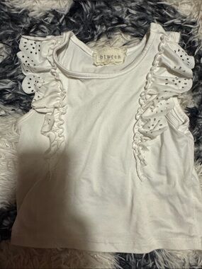 btween White Ruffle Sleeve Tank Top